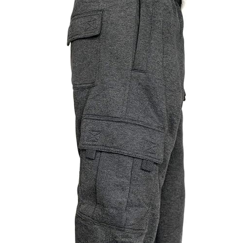 Lasjixion Men's Cargo Sweatpants Open Bottom Fleece Hiking Jogger Cargo Sweatpants for Men with Pockets thumbnail 3