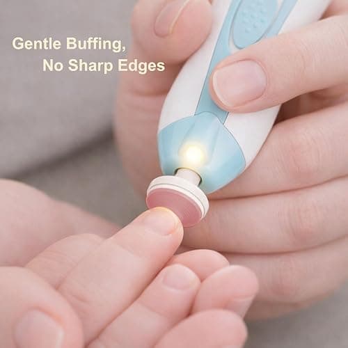 Fansidi Baby Nail Trimmer Electric, Easy & Safe Nail File for Newborn Infant Toddler, Whisper-Quiet Nighttime Use, 4-Stage Age-Matched Grinding Heads, LED Light, 18-Piece Kit, Blue, Baby Shower Gift thumbnail 3