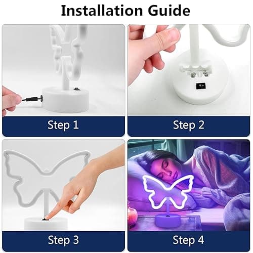 Purple Butterfly Neon Sign Lights - 1 Pack Butterfly Decorations for Girls Bedroom Battery/USB-Powered Purple Room Decor, Aesthetic for Room, Home, Party, Nursery thumbnail 8