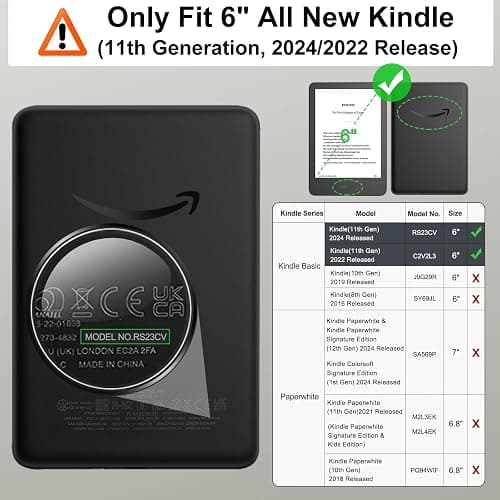 MoKo Case for 6" Amazon Kindle Basic 11th Gen 2024/2022, Midnight Green | Lightweight Shell Cover, Auto Wake/Sleep, Slim, Waterproof, for Amazon Kindle Basic 11th gen thumbnail 2