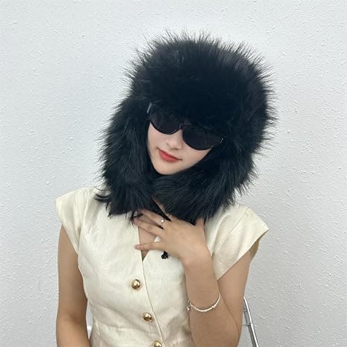 YFJNV Y2K Faux Fur Russian Hat, Soft, Warm Winter Trapper Hat with Earmuffs for Men and Women thumbnail 6