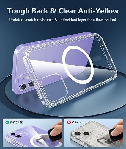 FNTCASE for iPhone 12 Case Clear: iPhone 12 Pro Case Magnetic Phone Cases Compatible with Magsafe Slim Anti Yellowing Military Grade Drop Protection Rugged Protective Transparent Cover (A-Clear) thumbnail 6