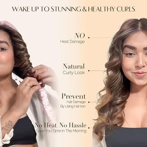 Yanibest Satin Heatless Curler Set, Overnight Hair Curler to Sleep in, No Heat Curling Rods, with Satin Scrunchies and Clip thumbnail 4