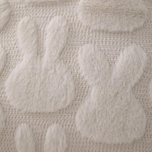 DFXSZ Easter Pillow Covers 18x18 inch Set of 2 Easter Decoration Cream White Rabbit Soft Plush Faux Fur Jacquard Throw Pillows for Bedroom Sofa Holiday Festivals Home Decor FHJ-010A18 thumbnail 4
