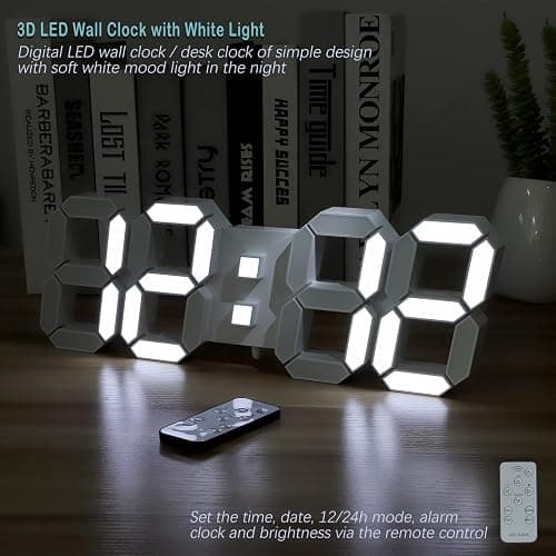 KOSUMOSU Wall Clock 15" 3D LED Digital Clock for Bedroom,Large Digital Wall Clock for Living Room Decor,Modern Aesthetic Led Clock with Remote Control thumbnail 4