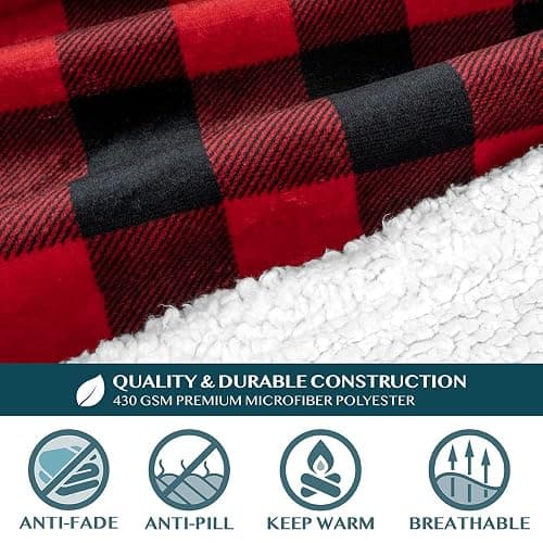 PAVILIA Wearable Blanket with Sleeves and Pocket for Women Men, Sherpa Trim | 250 GSM (Fleece) / 430 GSM (Sherpa Lining), Warm Soft Plush Snuggle Pocket Sleeved TV Throw Wrap, Cozy Gift Ideas Mom Wife thumbnail 8