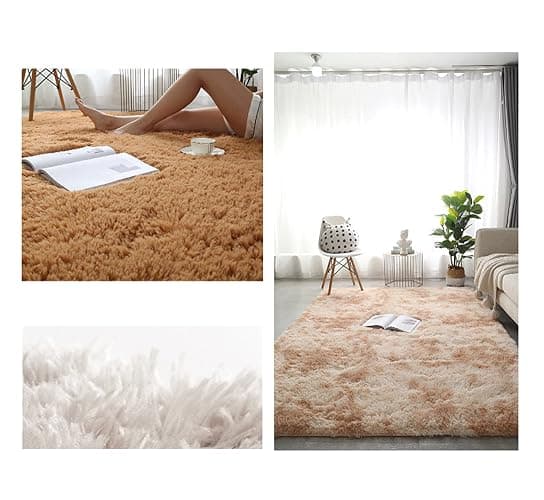 Hruile Grand Tapis Moderne à Poils Longs antidérapant | 180x200cm,doux au toucher, en fausse fourrure, pour salon, chambre à coucher, canapé, chambre d'enfant thumbnail 4