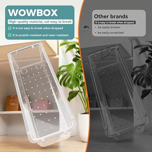 WOWBOX 44 PCS Clear Plastic Drawer Organizer Set, 5 Varied Size storage Bins and Desk Drawer Organizer Trays for Makeup, Gadgets, Jewelry and Utensils in Bathroom, Bedroom and Office, Clear thumbnail 5