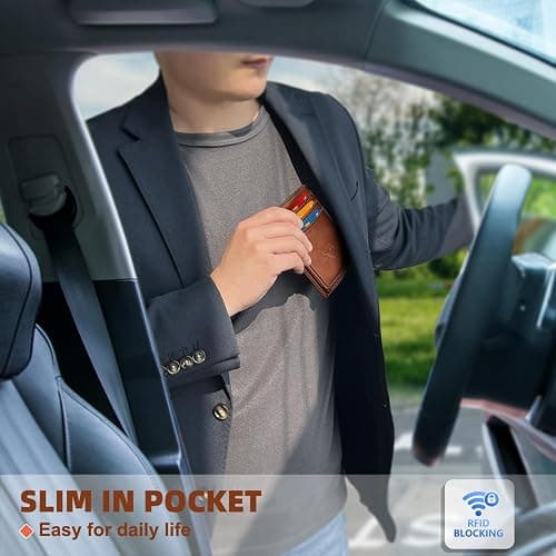BULLIANT Magnetic Closure Slim Wallet-Genuine Leather Front Pocket Wallet for Men,RFID Blocking,Holds 12 Cards and Money Clip thumbnail 6