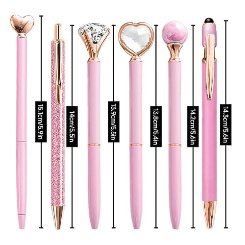 YOXMJDB Pink Pens for Women, 6 Pcs Cute Pens Ballpoint Pen Bulk, 1.0mm Medium Point Black Ink, Office and School Supplies Fancy Nice Pen Gifts for Girls Nurse Teacher (Pink) thumbnail 8