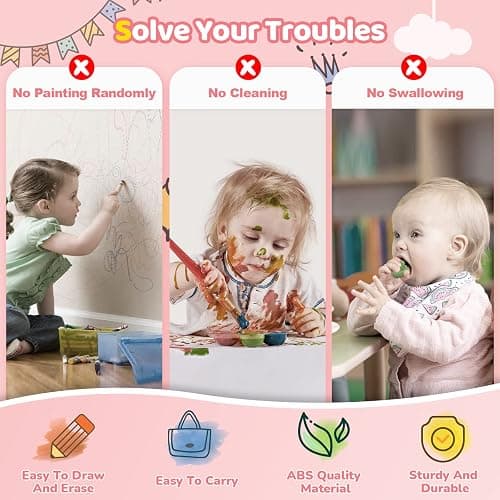 Kikidex Magnetic Drawing Board, Toddler Girl Toys for 1-2 Year Old, Doodle Board Pad Learning and Educational Toys for 1 2 3 Year Old Baby Kids Birthday Gift(Soft Pink) - Soft Pink thumbnail 3