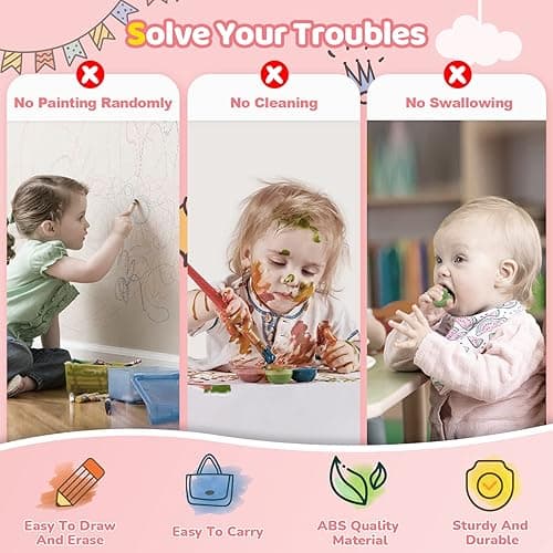 Kikidex Magnetic Drawing Board, Toddler Girl Toys for 1-2 Year Old, Doodle Board Pad Learning and Educational Toys for 1 2 3 Year Old Baby Kids Birthday Gift(Soft Pink) - Soft Pink thumbnail 3