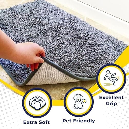 Muddy Mat® AS-SEEN-ON-TV Highly Absorbent Microfiber Door Mat and Pet Rug, Non Slip Thick Washable Area and Bath Mat Soft Chenille for Kitchen Bathroom Bedroom Indoor and Outdoor - Baby Blue 18"X28" thumbnail 2