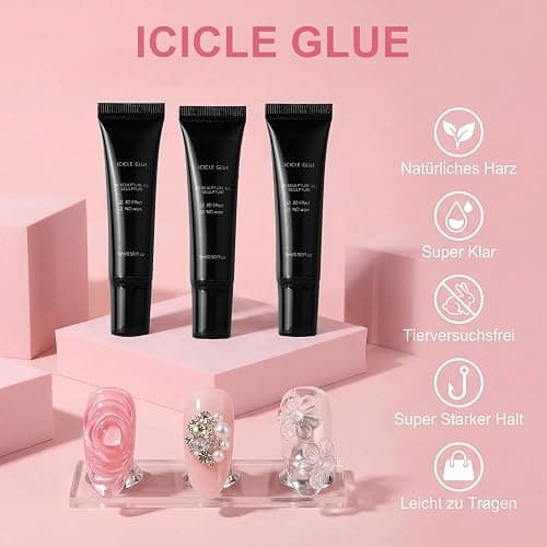 ALONK 3 Stück 3D Gel Nail Art, Glue Gel, 15 ML Multifunktionell Rhinestone Glue thumbnail 6