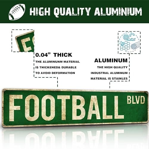 Football Gifts for Boys 8-12 Accessories Football Stuff Wall Decor for Boys Room Football Room Gear Teen Boys Birthday Christmas Vintage Wall Sign thumbnail 3