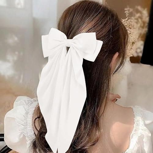 Unbednigt Hair Bows for Women, 6 PCS Silky Satin Hair Clips, Large Bow Hair Barrettes, Oversized Long Tail, Pink Color, Metal Bow Hair Clips, Aesthetic Hair Accessories thumbnail 6