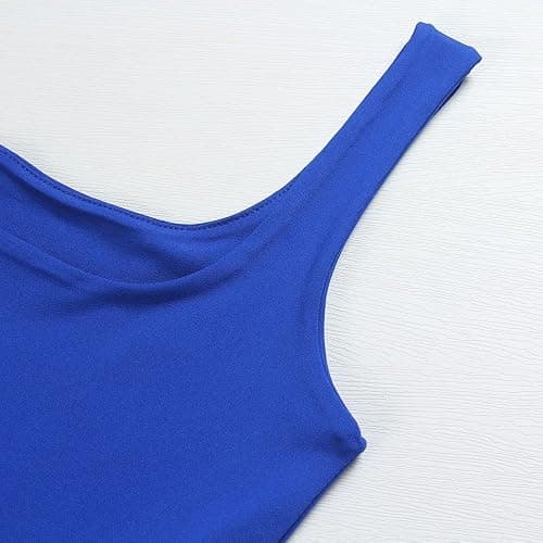 Artfish Women's Sleeveless Strappy Tank Square Neck Double Layer Workout Fitness Casual Basic Crop Tops - Small - Royal Blue thumbnail 3