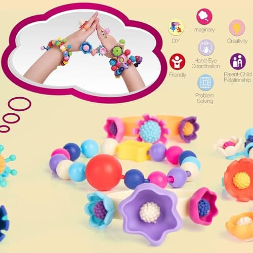 BIRANCO. Pop Beads, Jewelry Making Kit - Arts and Crafts for Girls 3-7 Years Old, Snap Beads Toys - Necklace, Bracelet, Ring Creative DIY Set - 520 pcs thumbnail 5
