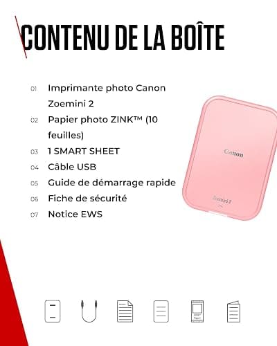 Canon Zoemini 2 Imprimante Photo Portable - Mini Imprimante Portable - Mini Imprimante Photo - Compacte et sans Fil - Bluetooth 5.0 et Charge Rapide Type-C - Imprimante de Voyage, Or Rose thumbnail 8