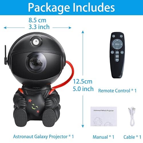 VEANANO Astronaut Galaxy Projector, Star Projector Night Light, Spaceman Light Projector with Remote Control, USB Powered 360° Adjustable Space Buddy Projector for Kids Bedroom Adults Room (Black) thumbnail 7