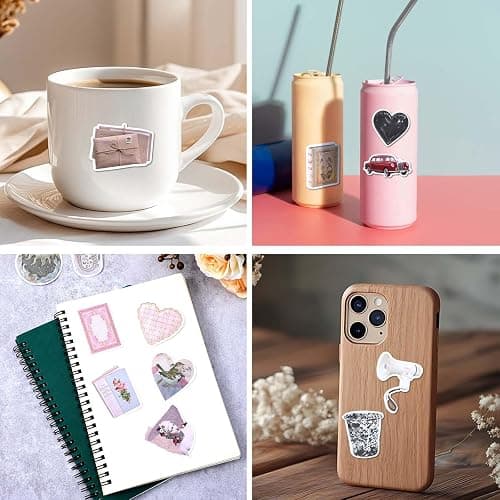 HJZHII 226 Stück Sticker Aesthetic,Deko Aesthetic Sticker,Ästhetische Vinyl Scrapbook Stickers Journal Y2K Accessoires Ästhetik Set Vintage Zubehör Wasserfestes Papier Aufkleber Scrapbooking Tägliche thumbnail 6