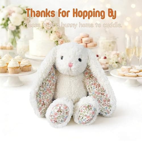 okegztoa Floral Bunny Stuffed Animal Cream French Style Blossom Romantic Rabbit Plush Toy Easter Stuffers Birthday Gifts Girlfriend Kids Party Favors Home Aesthetic Bedroom Decoration 8.7 Inch 9.5 oz thumbnail 7