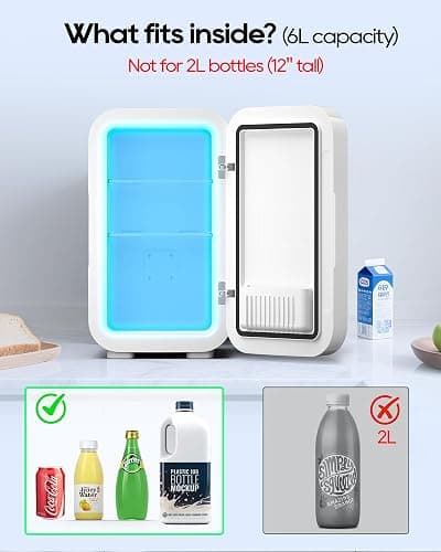 BEICHEN Mini Fridge,6 Liter / 8 Can Small Fridge for Bedroom, Car, Office & Dorm, 110V AC/DC Portable Thermoelectric Cooler & Warmer for Skincare, Food, Drinks, White thumbnail 5