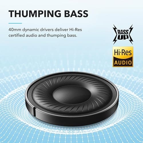 Soundcore by Anker Q20i Hybrid Active Noise Cancelling Headphones, Wireless Over-Ear Bluetooth, 40H Long ANC Playtime, Hi-Res Audio, Big Bass, Customize via an App, Transparency Mode thumbnail 3