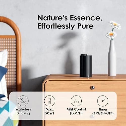Waterless Essential Oil Diffuser Starter Kit with 30mL Hotel Scent Fragrance Oil Inspired by Ritz-C., Battery Operated Mini Scent Air Machine Portable Diffuser for Home Car Office, Black AN6 thumbnail 3