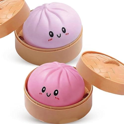 2026 Upgrade Glitter Dumpling - Dumpling Squishy Glitter, Dumplings Stress Ball for Playing, Party, Alone (Pink+Purple) - Image 1