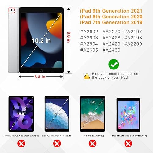 Fintie Hybrid Slim Case for iPad 9th / 8th / 7th Generation (2021/2020/2019) 10.2 inch - [Built-in Pencil Holder] Shockproof Cover with Clear Transparent Back Shell, Auto Wake Sleep (Ocean Marble) thumbnail 2