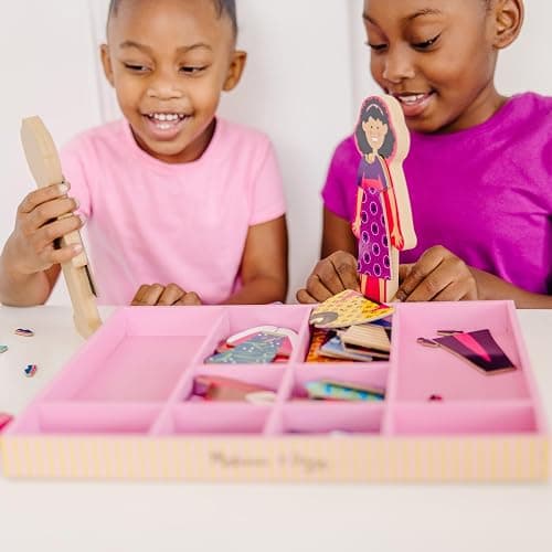 Melissa & Doug Abby and Emma Magnetic Wooden Dress-Up Dolls Play Set (55+ Pieces), Magnetic Dolls, Pretend Play & Preschool Toys for Kids 3+ thumbnail 5
