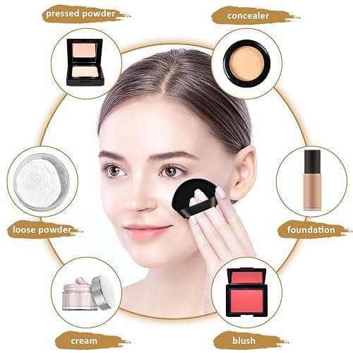 2PCS Powder Puff Face Triangle, DUAIU Velvet Powder Puffs for Pressed Powder Reusable Makeup Puff Puffy Makeup Sponge with Strap for Loose Powder Body Foundation Wet Dry Dual-Use Tool thumbnail 3
