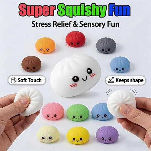 24PCS Dumpling Squishy Pack, 12 Colors 2 Each – Taba Squishies Kawaii Squishy Fidget Toys for Kids, Cute Squishy Dumpling Stress Relief Party Favors Birthday Gifts thumbnail 5