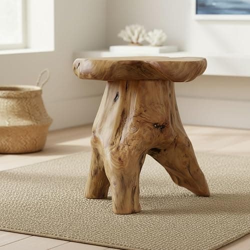 WELLAND Natural Cedar Stump Stool, Live Edge Mushroom Side Table, 14" H | Handcrafted from solid cedar with a live edge top and natural tree stump base thumbnail 2