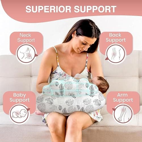 PILLANI Nursing Pillow for Breastfeeding, Breastfeeding Pillows for Mom Support & Baby Comfort, Removable Cotton Cover, w/Adjustable Waist Strap, Newborn Essentials Must Haves, Baby Registry Search thumbnail 5