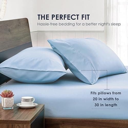 FreshCulture Light Blue Pillowcases Queen Size 2 Pack - Pillowcase Set - Envelope Closure - Soft Brushed Microfiber Fabric - 20x30 Inches Pillow Case Set of 2 for Home, Hotels, Schools thumbnail 4