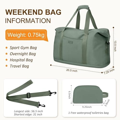 Expandable Travel Duffle Bags Weekender Overnight Bags for Women Men Hospital Bag for Women Labor Delivery with Toiletry Bag Waterproof thumbnail 2