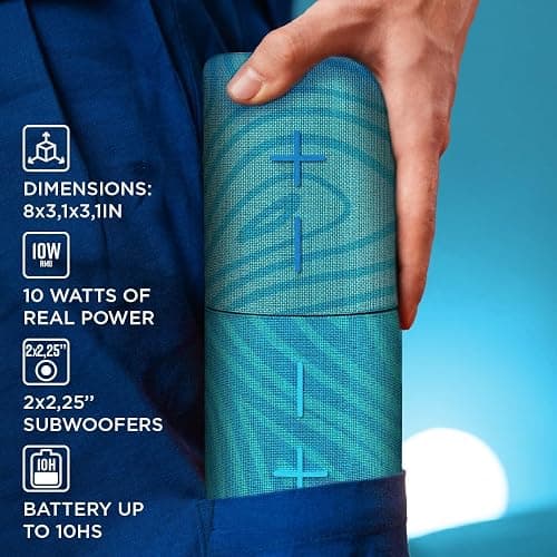 Stromberg - Twin 2-in-1 Mini Portable Bluetooth Speaker, 10W Power (5W per Speaker), 10-Hour Playtime, Sky Blue and Blue thumbnail 8