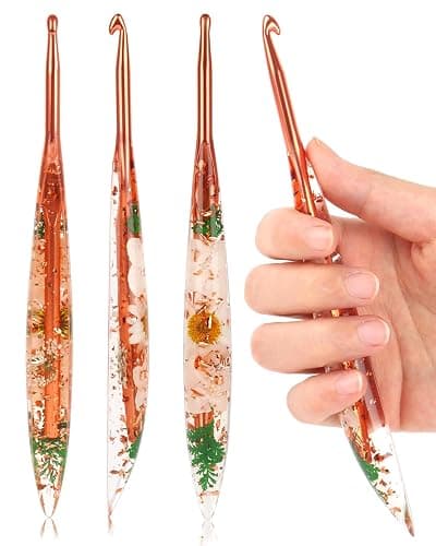 Coopay Crochet Hook, 5.5mm Ergonomic Crochet Hook with Floral Plastic Grips, Stylish and Unique, Ideal for Crocheting Blankets, Dolls, Shawls, Hats, Scarves (I-5.5mm) - Image 1