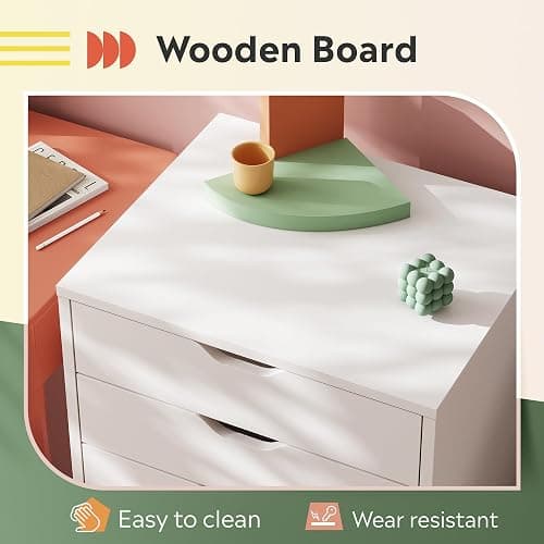 DEVAISE 7-Drawer Chest, Wood Storage Dresser File Cabinet with Wheels, White thumbnail 5
