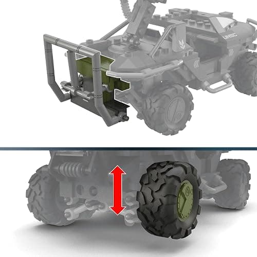MEGA Halo The Series Vehicle Building Toys Set, FLEETCOM Warthog ATV with 469 Pieces, 5 Micro Action Figures, Poseable Articulation, Kids and Fans (Amazon Exclusive) thumbnail 5