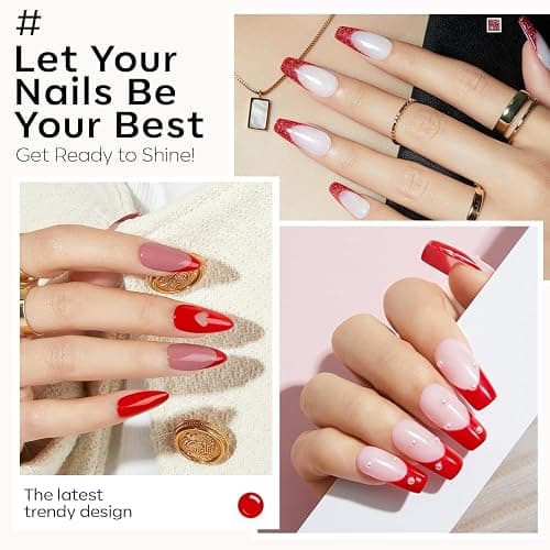 Modelones Gel Nail Polish 6 Colors Ruby Sparks Collection Popular Glitter Gel Polish Cat Eye Burgundy Red Sparkle Bloody Red Nail Polish Kit Art, DIY Home Salon Gifts for Women thumbnail 7