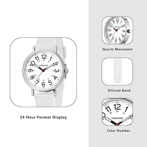 Hourstar Women's Analog Nurse Watch | Second Hand | Easy Read | Silicone | 12/24 Military Time | Silicone Rubber Band | Easy Read Dial | Casual Basic Style | Nursing and Pulse Taking | Daily Wearing thumbnail 3