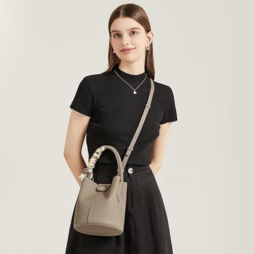 BOSTANTEN Small Crossbody Bags for Women Vegan Leather Mini Bucket Handbag Removable Shoulder Strap thumbnail 3