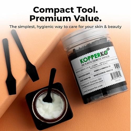 Kopperko Mini Lotion Spatula (2.5", 100 Pack) - Mini Spatula for Cosmetics, Creams & Crafts | Ointment Applicator for Mixing, Skincare, Face Mask | Disposable Lotion Applicator for Face | Black thumbnail 7