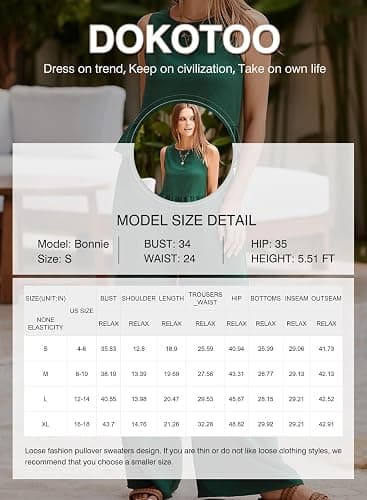 Dokotoo Pants Sets Women 2 Piece Outfits Sleeveless Round Neck Tank Tops Matching Sets for Women Elastic Waist Wide Leg thumbnail 4