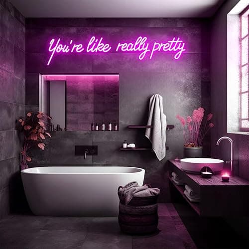 30IN Large You're Like Really Pretty Neon Sign, Dimmable Pink Handmade Led Neon Light for Salons, USB Power Bathroom Bedroom Girls Makeup Room Bachelorette Party Home Birthday Gift thumbnail 2