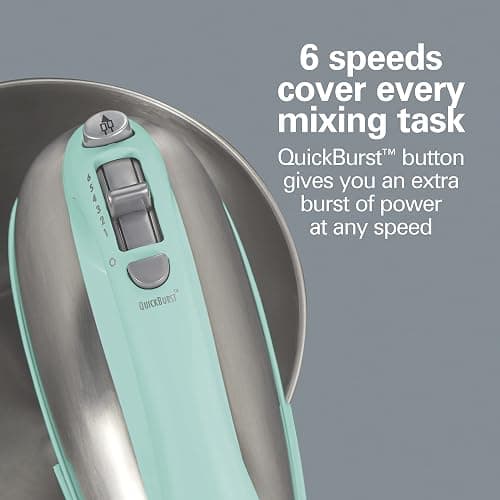 Hamilton Beach Classic Stand and Hand Mixer, 4 Quarts, 6 Speeds with QuickBurst, Bowl Rest, 290 Watts Peak Power, Blue (64658) thumbnail 8