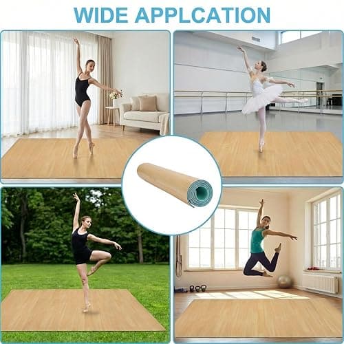 4x6Ft Portable Dance Floor Mat, 5mm Thick Marley Dance Floor | Natural Wood-Colored Vinyl, Shock-Absorbing, for Ballet, Jazz, and Pop Dance, Suitable for Home, Studio, or Practice thumbnail 8
